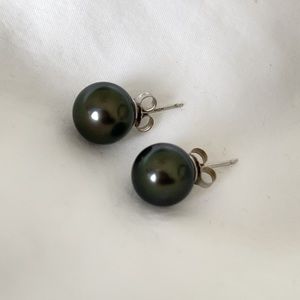 Tahitian Pearl Stud Earrings - 9mm